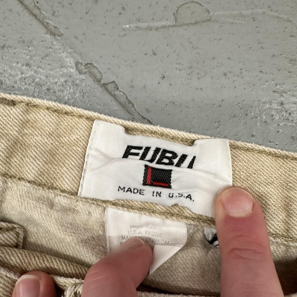 Vintage FUBU Jeans Mens 36x30 Beige Wide Leg Relaxed Fit Carpenter Denim USA 90s - Picture 8 of 14